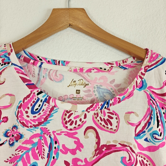 Lilly Pulitzer Nwot Cody Floral T-Shirt Swing Mini Dress Coconut Flitting About - Picture 8 of 14
